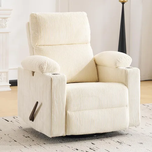 Vista 9 de Sillón reclinable eléctrico con balanceo para guardería con apoyabrazos ajustables, silla de lactancia con función de masaje y calor, reclinable