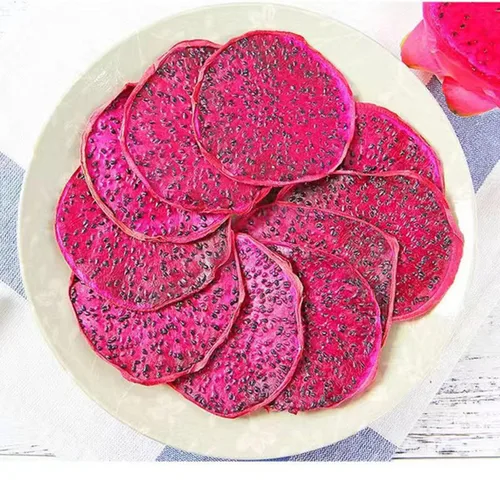 Vista 3 de Chips de fruta de dragón rojo seco 7.05oz Dulce crujiente Pitaya Snack, sin gluten Dehydrated Dragon Fruit Slices,No Sugar added,Soft and Chewy