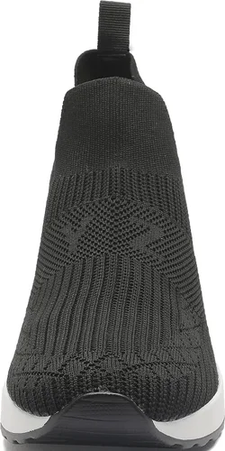Vista 2 de YZ Zapatillas de tacón de cuña negras para mujer con parte superior de punto y transpirables