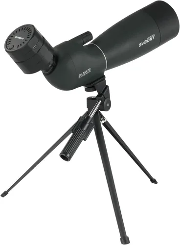 Vista 10 de SVBONY SV28 Plus telescopios de detección con trípode, telescopio de observador en ángulo de 25-75x70 con adaptador de teléfono, telescopio