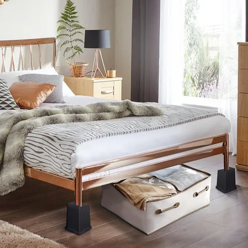Vista 5 de Affogato Elevadores de cama, paquete de 4 elevadores de muebles resistentes de 6 pulgadas, extensores de patas de mesa, elevadores de cama