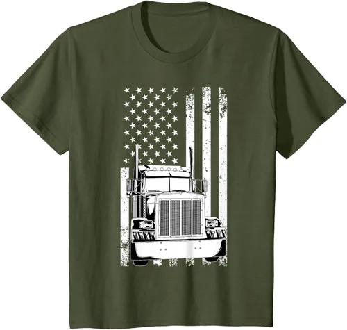 Vista 10 de Camión conductor bandera americana camionero vintage hombres mujeres regalo camiseta
