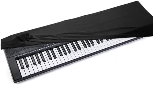 Vista 6 de Cubierta antipolvo para teclado de piano para 61/76/88 teclas, cubierta protectora elástica para piano eléctrico/digital, cierre de bloqueo