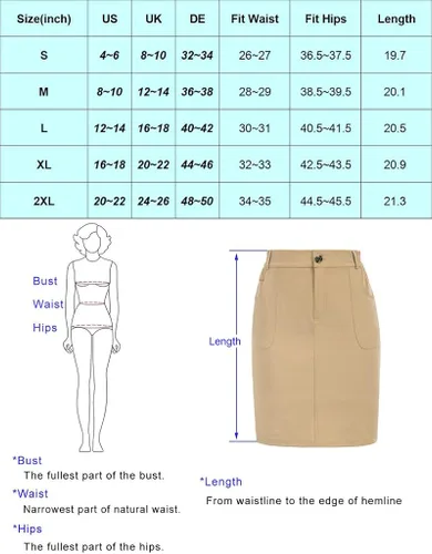 Vista 7 de JACK SMITH Falda de golf elástica UPF 50+ de 20 pulgadas de longitud hasta la rodilla para mujer con bolsillos