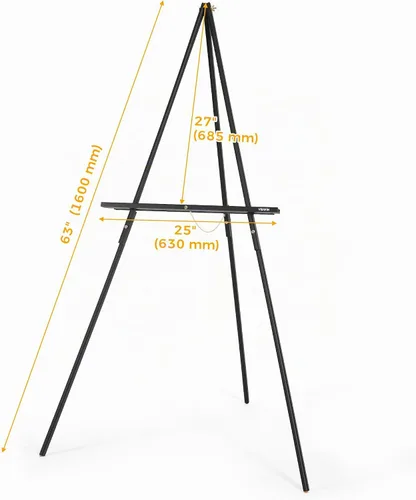 Vista 3 de VISWIN Caballete Negro de 63" para Letreros de Boda, Caballete de Exhibición de Madera Ajustable con Soporte, Caballete de Piso Trípode para Tablero