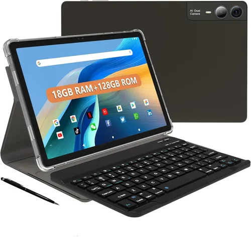 Vista 8 de Tablet Android 14 de 11 pulgadas 2000*1200 Pantalla 2K Tablets PC, T616 Octa-Core 2.0GHz, 18GB RAM 128GB ROM 1TB Expandible, Cámara AI 5+5+13MP