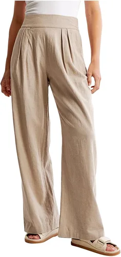 Vista 2 de Women Linen Straight-Leg Pants Casual Loose Baggy Slacks Regular for Office Work Business Workout Clothes