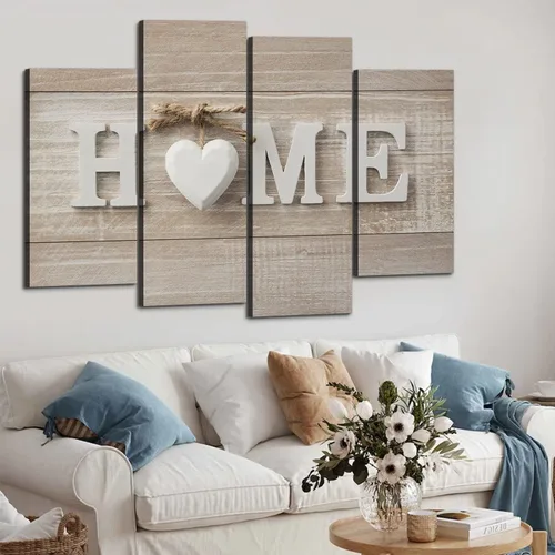 Vista 2 de Decoración de pared blanca para el hogar, lienzo de amor dulce corazón, arte de pared para sala de estar, letrero abstracto de granja, cuadro