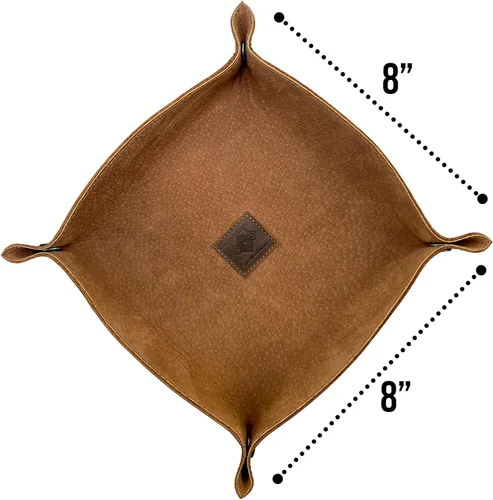 Vista 6 de Leather At Home, Catchall grande hecho a mano de cuero de grano completo, marrón bourbon
