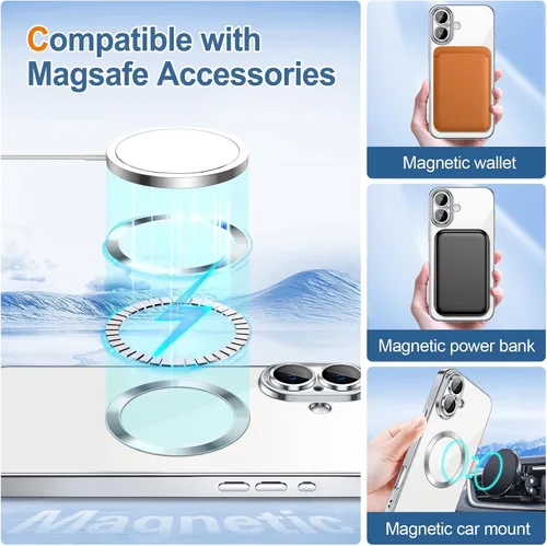 Vista 32 de Hython para iPhone 12 Funda con chispas brillantes, fundas transparentes magnéticas con protector de lente de cámara [Compatible con MagSafe]