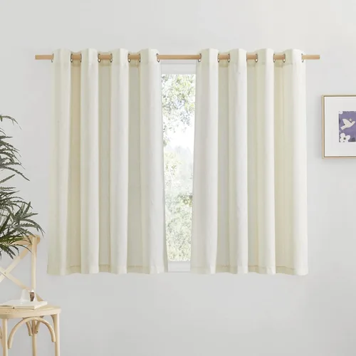 Vista 82 de NICETOWN - Cortinas de lino angora para ventana de cocina sobre el fregadero, con ojales, lino grueso angora, tratamientos cortos para ventanas