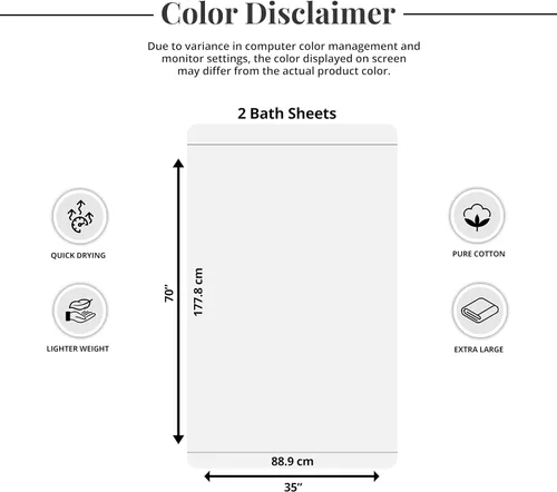 Vista 7 de Tens Towels - Paquete de 2 sábanas de baño extra grandes de 35 x 70 pulgadas, 100% algodón, más grandes y más ligeras, secan más rápido, súper