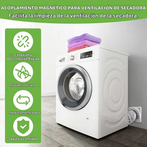 Vista 7 de Kit de conector magnético de ventilación para secadora, sello hermético DV180 de conexión rápida con conducto de 2.6 pies y 4 pulgadas y 2