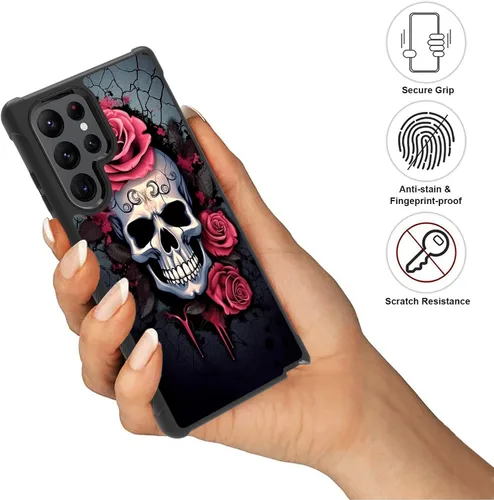 Vista 4 de Funda para Galaxy S22 Ultra, resistente 3 en 1 híbrida de plástico duro y silicona suave a prueba de golpes, funda de protección contra caídas