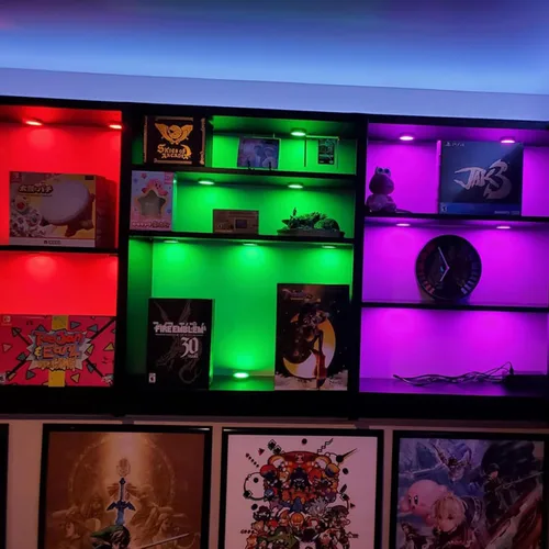 Vista 6 de LABOREDUCER Luces RGB para debajo del gabinete, paquete de 8 unidades controladas por aplicación y sincronización de música, luz de disco RGB