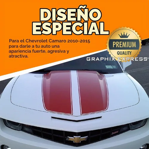 Vista 3 de GRAPHIX EXPRESS Camaro Rally Racing Stripes Calcomanía de Vinilo ROJA, Kit de Gráficos de Rayas para Capó, Maletero y Alerón, Calcomanías de Vinilo