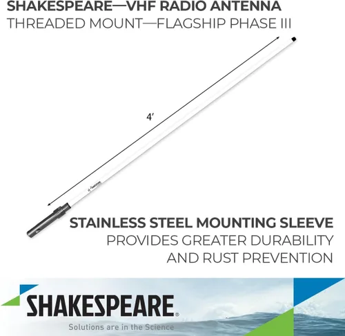 Vista 2 de Shakespeare 6400-R Fase III Antena VHF - 4' VHF Marine Band 3dB Ganancia