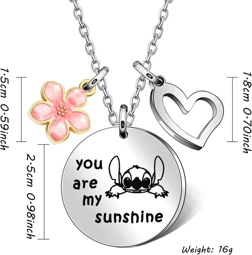 Vista 2 de Maxforever Joyería para niña collar de You are My Sunshine regalo para hija sobrina niñas Metal No es una piedra preciosa