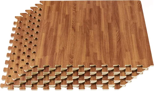 Vista 13 de Azulejos de espuma estampada de 3/8 de pulgada de grosor Forest Floor, tapetes de espuma de grano de madera entrelazados de primera calidad, piso