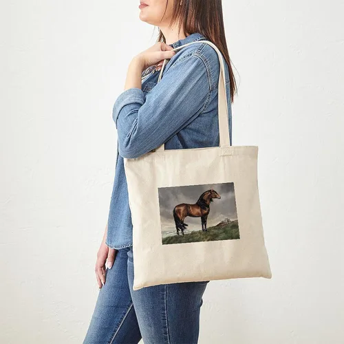 Vista 4 de CafePress Id Rather Be Riding! Bolsa de mano de caballo Bolsa de lona natural, bolsa de compras de tela, Caqui