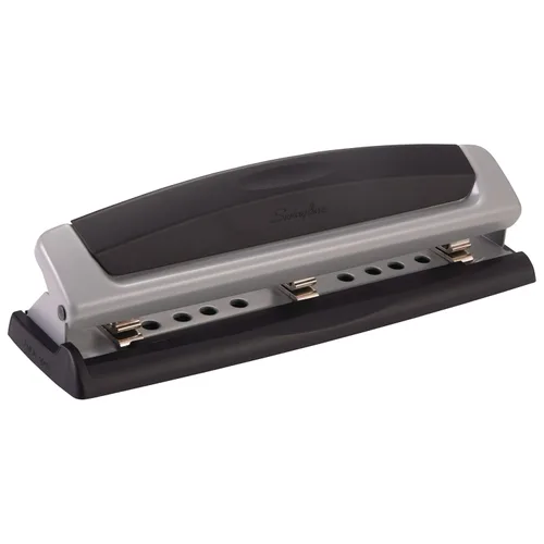 Vista 2 de Swingline - Perforadora para escritorio, Perforadora de agujeros, Precision Pro, ajustable, 2 a 3 agujeros, capacidad de 10 hojas, negro/gris (74038)