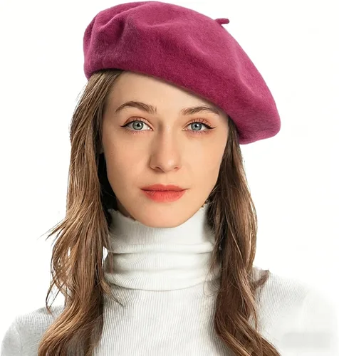 Vista 15 de ZLYC Boina Francesa de Lana Sombrero Color Sólido Gorra Boina para Mujeres y Niñas Amarillo básico
