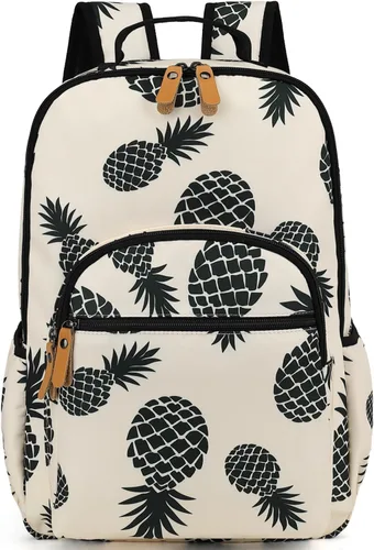 Vista 60 de Leaper Mochila para laptop para mujer: linda mochila floral para escuela, universidad, viajes, trabajo, mochila ligera para niños, Negro margarita