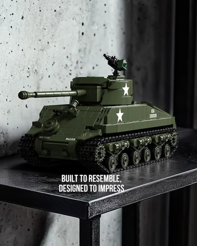 Vista 2 de Nifeliz Sherman - Juego de construcción de tanques militares para adultos, juguete coleccionable de modelo militar de la Segunda Guerra Mundial