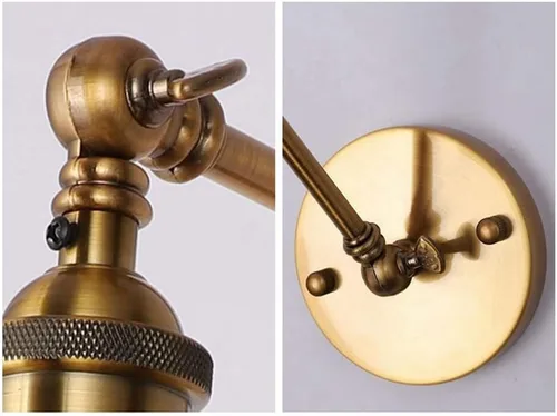 Vista 5 de Lámpara de pared ajustable con brazo oscilante, aplique de pared industrial retro, accesorios de iluminación de interior para mesita de noche