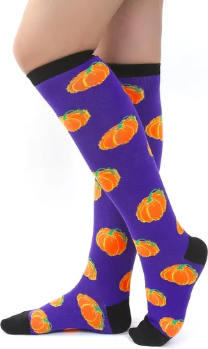 Vista 3 de Dsia Zamur 2 Pack Women Knee High Halloween Novelty Funky Holiday Socks Leg Warmer Stockings for Ladies