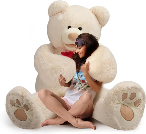 Vista 4 de HollyHOME Oso de peluche gigante de 5 pies con huellas grandes, regalo de San Valentín, 5 pies, color beige