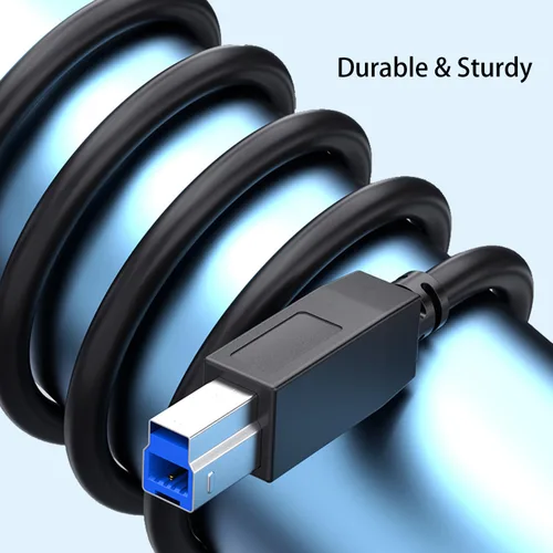 Vista 5 de Pocxwa Cable de impresora USB 3.0, cable USB-A a B macho, sincronización de datos de 5 Gbps compatible con impresoras, escáner, estación