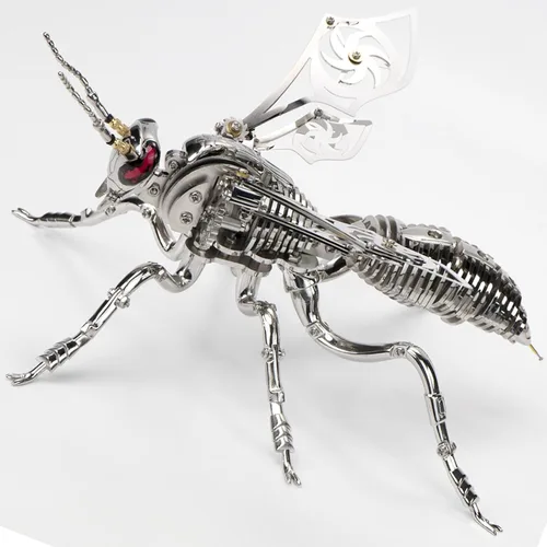 Vista 10 de Rompecabezas de metal 3D para adultos, kits de modelo de avispa mecánica, bloques de construcción, avispón gigante del norte, montaje difícil