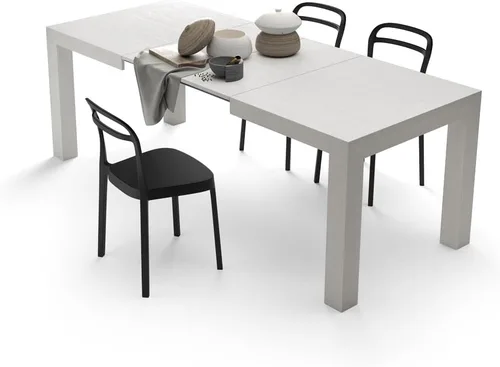 Vista 6 de Mobili Fiver, Iacopo Mesa de comedor extensible, color blanco Ashwood, fabricada en Italia