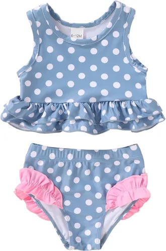 Vista 29 de YOUNGER TREE Traje de baño de verano para niñas pequeñas, sin mangas, traje de baño a rayas, traje de dos piezas, bikini