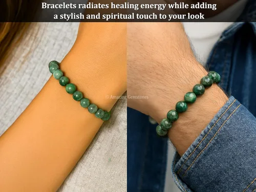 Vista 380 de Amazing Gemstone Pulsera de cristal para mujeres y hombres, pulsera de cristal curativo de protección, pulsera elástica con cuentas de piedras