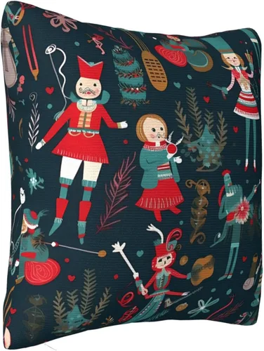 Vista 7 de Fundas de almohada decorativas de 20 x 20 pulgadas, fundas de almohada de doble cara para sofá de mujer, cascanueces de ballet, Navidad, baile