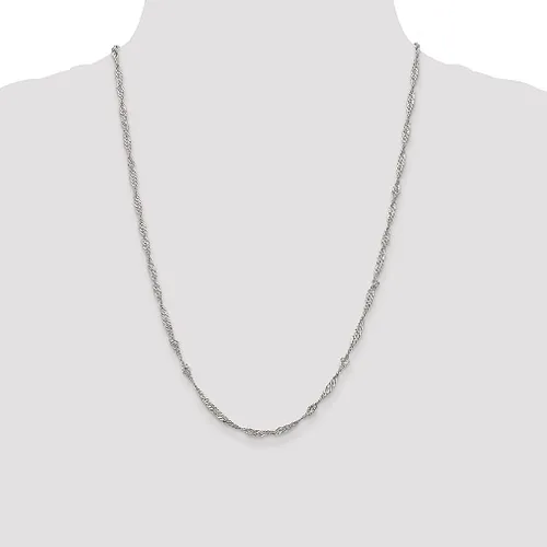 Vista 2 de 925 Sterling Silver 3mm Link Singapore Chain Necklace 18 Inch Pendant Charm Fine Jewelry For Women Gifts For Her