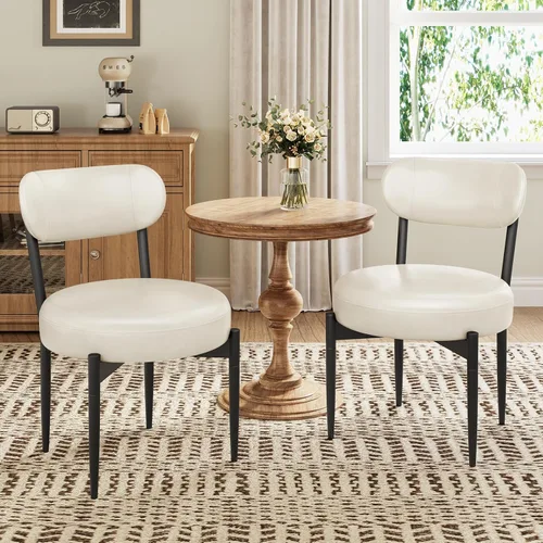 Vista 7 de Welzona Juego de 4 sillas de comedor tapizadas de piel sintética con patas de metal resistentes, sillas de cocina para comedor, cocina, restaurante