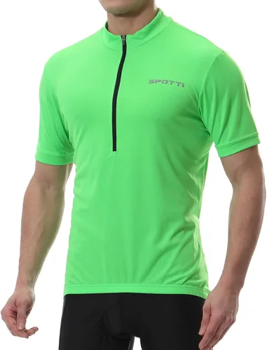 Vista 12 de Spotti Playera de manga corta para ciclismo de hombre con 3 bolsillos traseros, transpirable, secado rápido