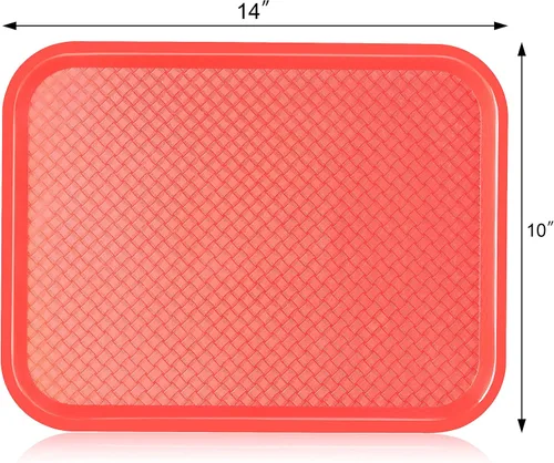 Vista 2 de New Star Foodservice Bandeja de comida rápida, juego de 12 (rojo, 10 x 14 pulgadas)