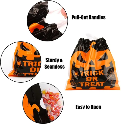 Vista 4 de CCINEE 48 bolsas de golosinas de Halloween con cordón, bolsas de dulces para regalo de fiesta de Halloween