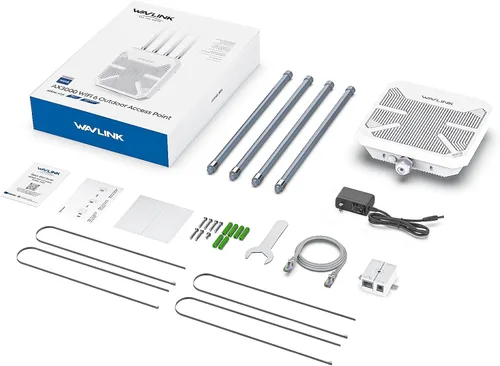 Vista 9 de WAVLINK AX3000 Extensor WiFi 6 para exteriores de largo alcance, punto de acceso inalámbrico para exteriores, PoE activo, antenas 4x8dBi, funciona