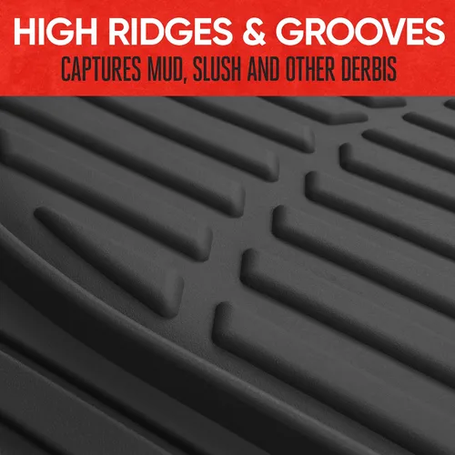 Vista 7 de Motor Trend -2 alfombrillas delanteras para el piso del automóvil- Forros de contorno FlexTough negros - Alfombrillas de goma resistentes