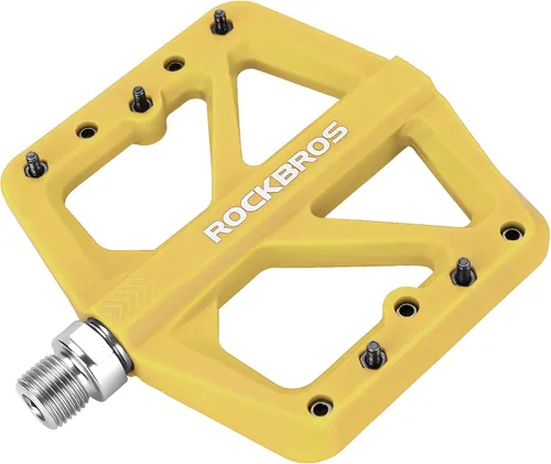 Vista 8 de ROCKBROS Pedales de bicicleta de montaña Pedales MTB Pedales ligeros de nailon compuesto Pedales planos de bicicleta 9/16 "DU Bearing Bike Pedales