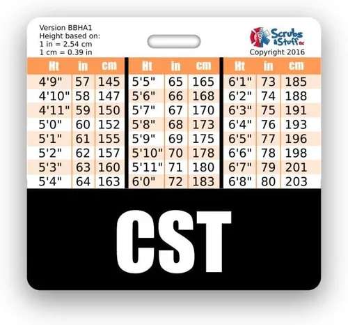 Vista 2 de CST Badge Buddy - Tablas de conversión horizontales con altura y peso (estándar, negro)
