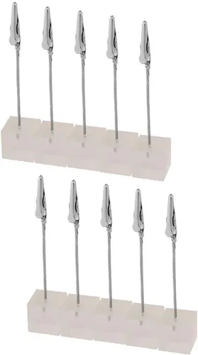 Vista 5 de Xiaoyztan Soporte de clips de notas, soporte de números de mesa de cubo negro, clip de papel para uso en oficina, hogar, soporte de notas