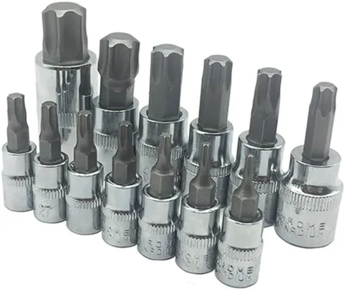 Vista 8 de Mainpoint Star Torx - Juego de llaves de vaso (13 piezas, T8 - T70 CRV, 1/2", 3/8", 1/4")