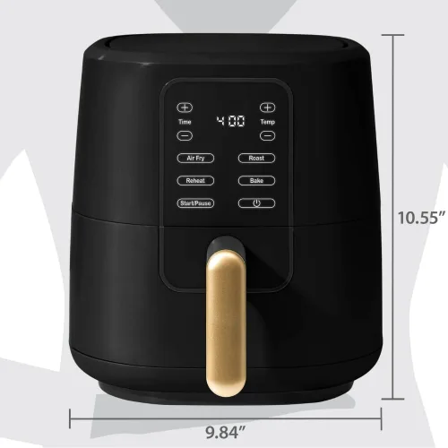 Vista 9 de Hermosa freidora de aire digital de 3 cuartos de galón con temperatura ajustable y funciones preestablecidas para freír al aire, hornear, asar