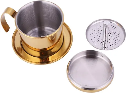 Vista 9 de Filtro de café vietnamita, cafetera gotera, taza de prensa portátil de acero inoxidable, infusor manual para oficina, hogar, cocina, campamento